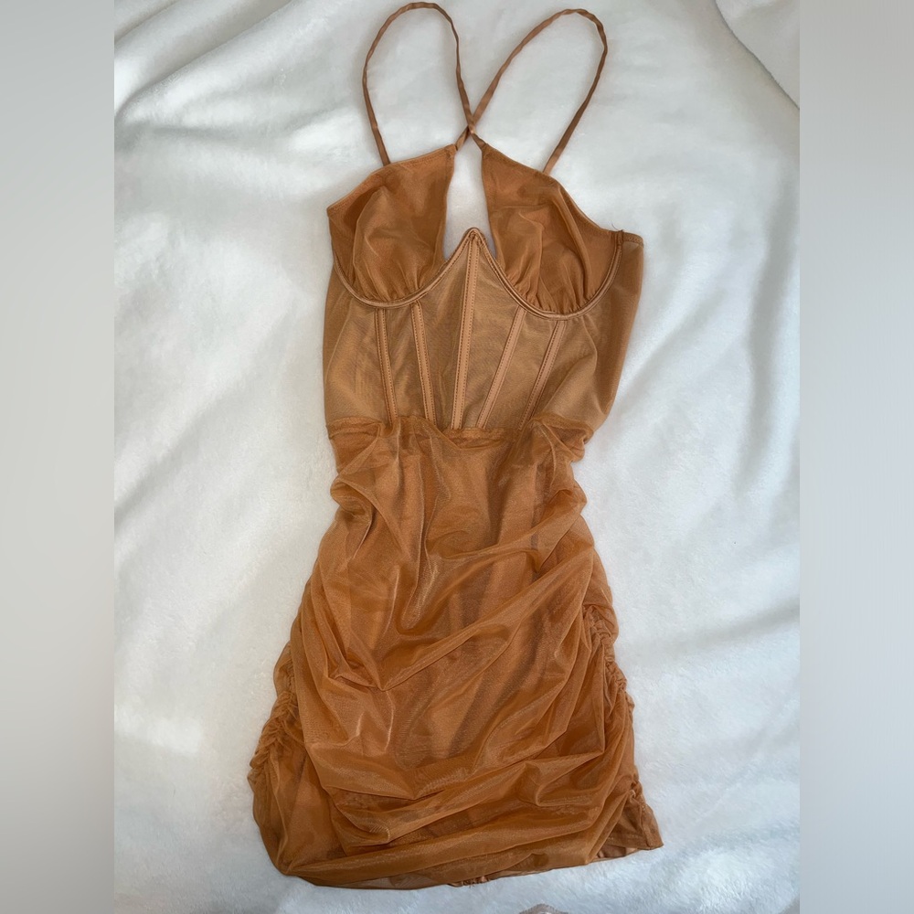 Oh Polly Ruched Corset Mini Dress